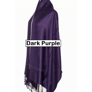 new in pkg DARK PURPLE PAISLEY 70% Cashmere, 30% Silk Pashmina Shawl w/ Fringe